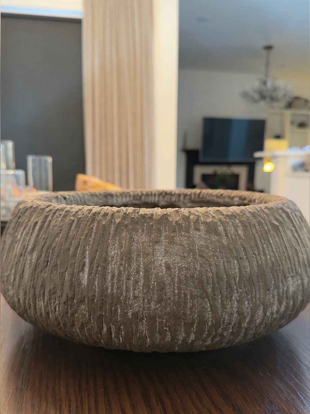 Textured Round Decorative Bowl in Taupe